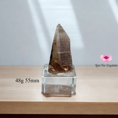 Smoky Lemurian Quartz Raw Points with Acrylic Stand (Brazil) 48g 55mm Lemurian Seed