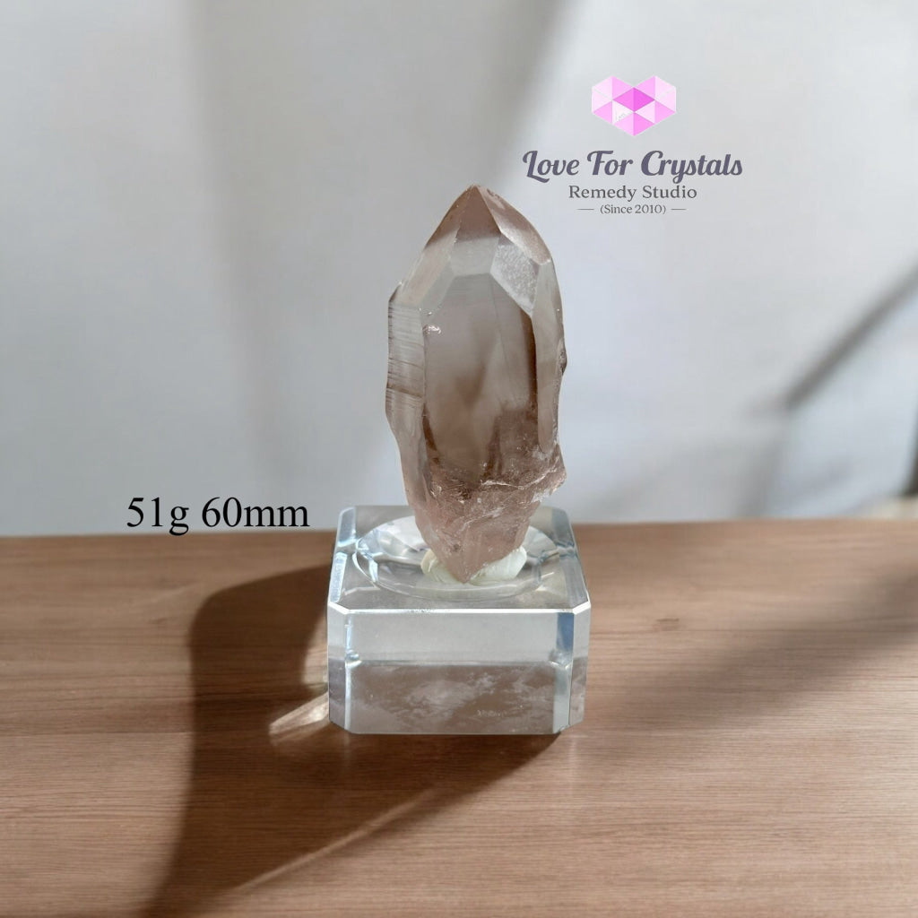 Smoky Lemurian Quartz Raw Points with Acrylic Stand (Brazil) 51g 60mm Lemurian Seed