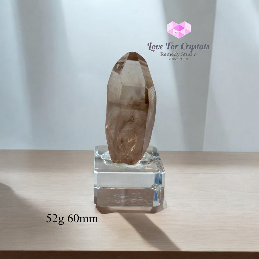 Smoky Lemurian Quartz Raw Points with Acrylic Stand (Brazil) 52g 60mm Lemurian Seed