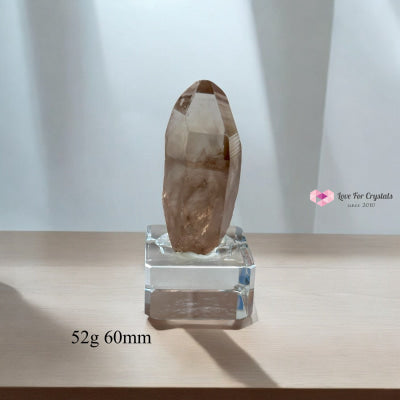 Smoky Lemurian Quartz Raw Points with Acrylic Stand (Brazil) 52g 60mm Lemurian Seed