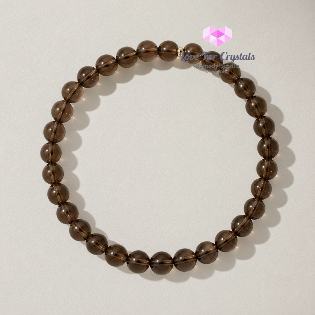 Smoky Quartz 6mm Bracelet with 14K Gold Filled - Smoky quartz