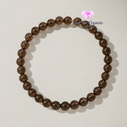 Smoky Quartz 6mm Bracelet with 14K Gold Filled - Smoky quartz