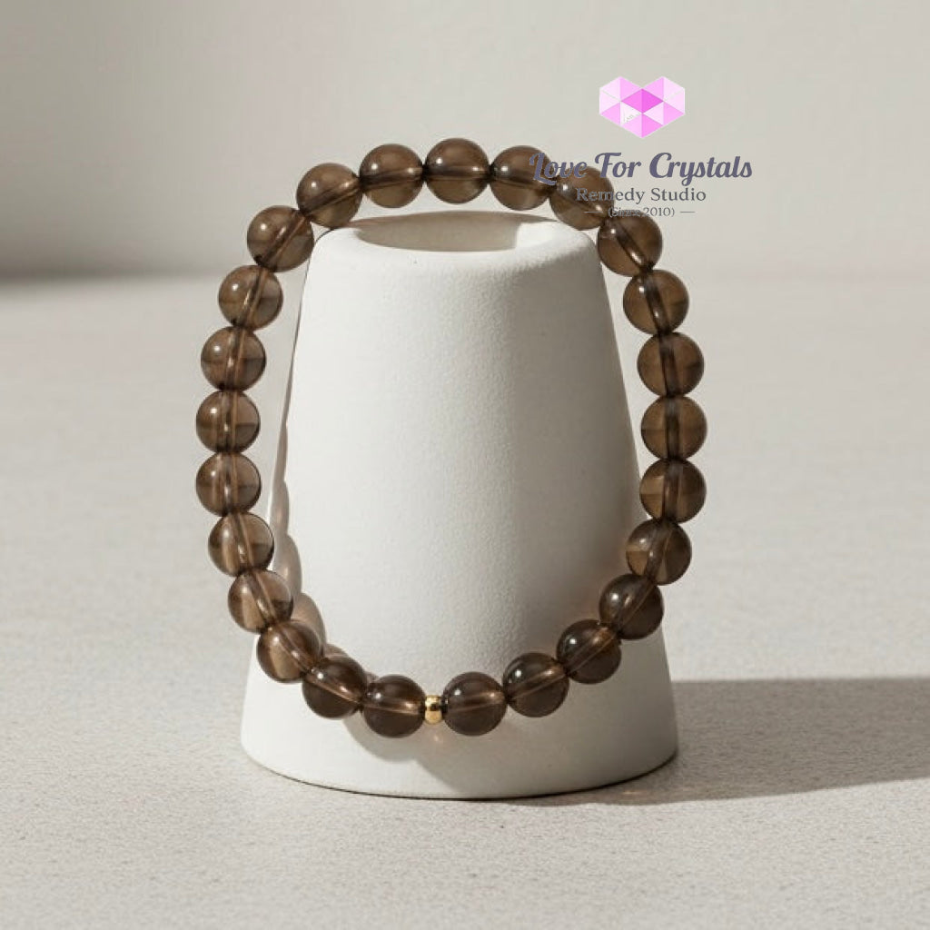 Smoky Quartz 6mm Bracelet with 14K Gold Filled - Smoky quartz