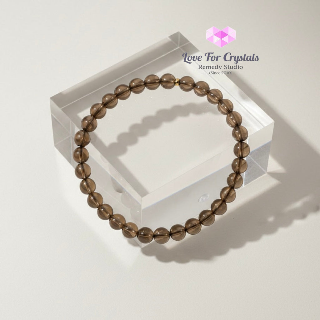 Smoky Quartz 6mm Bracelet with 14K Gold Filled - Smoky quartz