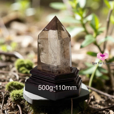 Smoky Quartz Anchor Pointer with Wooden Stand 500g 110mm Smoky quartz