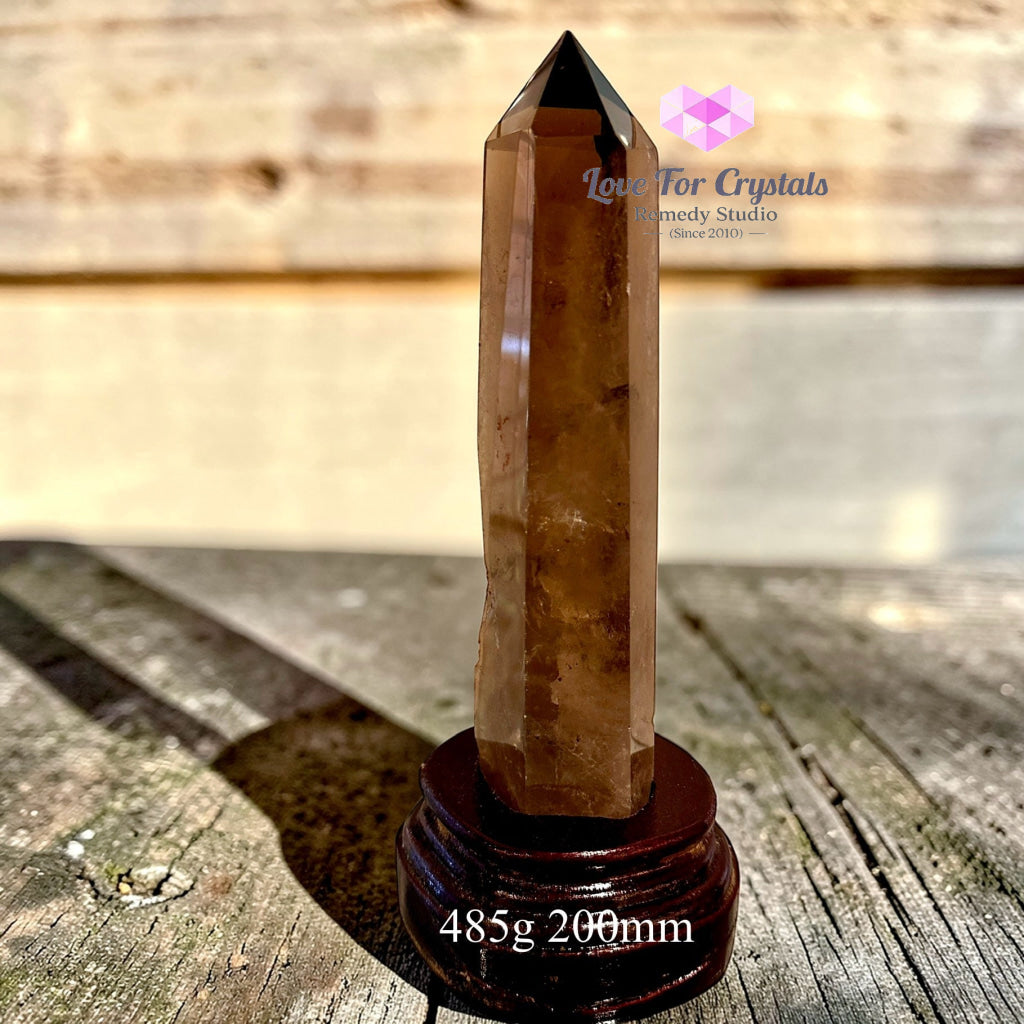Smoky Quartz Aura Guard Tower Pointer (Encoded & Activated) 485g 200mm Smoky quartz