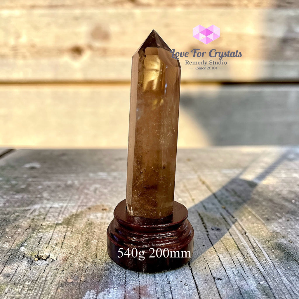 Smoky Quartz Aura Guard Tower Pointer (Encoded & Activated) 540g 200mm Smoky quartz
