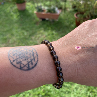 Smoky Quartz Gemstone Energy Bracelet (Grounding) 6Mm Faceted