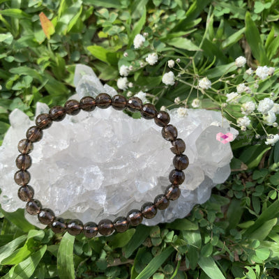 Smoky Quartz Gemstone Energy Bracelet (Grounding) 6Mm Faceted