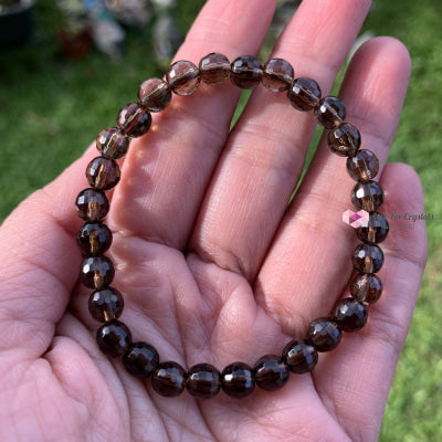 Smoky Quartz Gemstone Energy Bracelet (Grounding) 6Mm Faceted