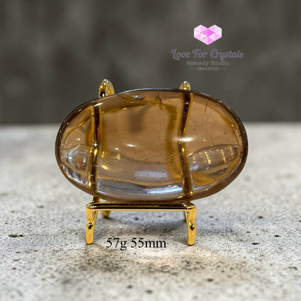 Smoky Quartz Palm Stone (Aura Repair stone) encoded & activated 57g 55mm Palm stone