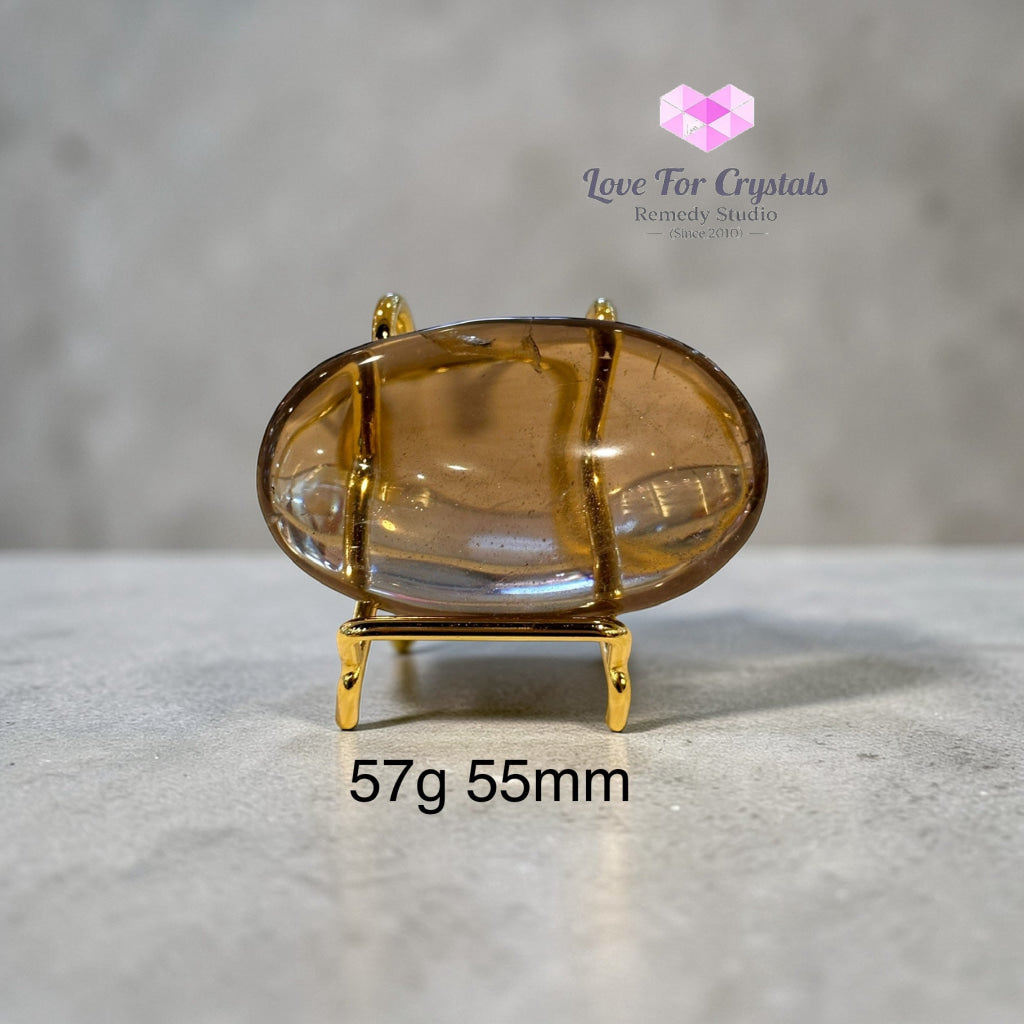 Smoky Quartz Palm Stone (Aura Repair stone) encoded & activated 57g 55mm Palm stone