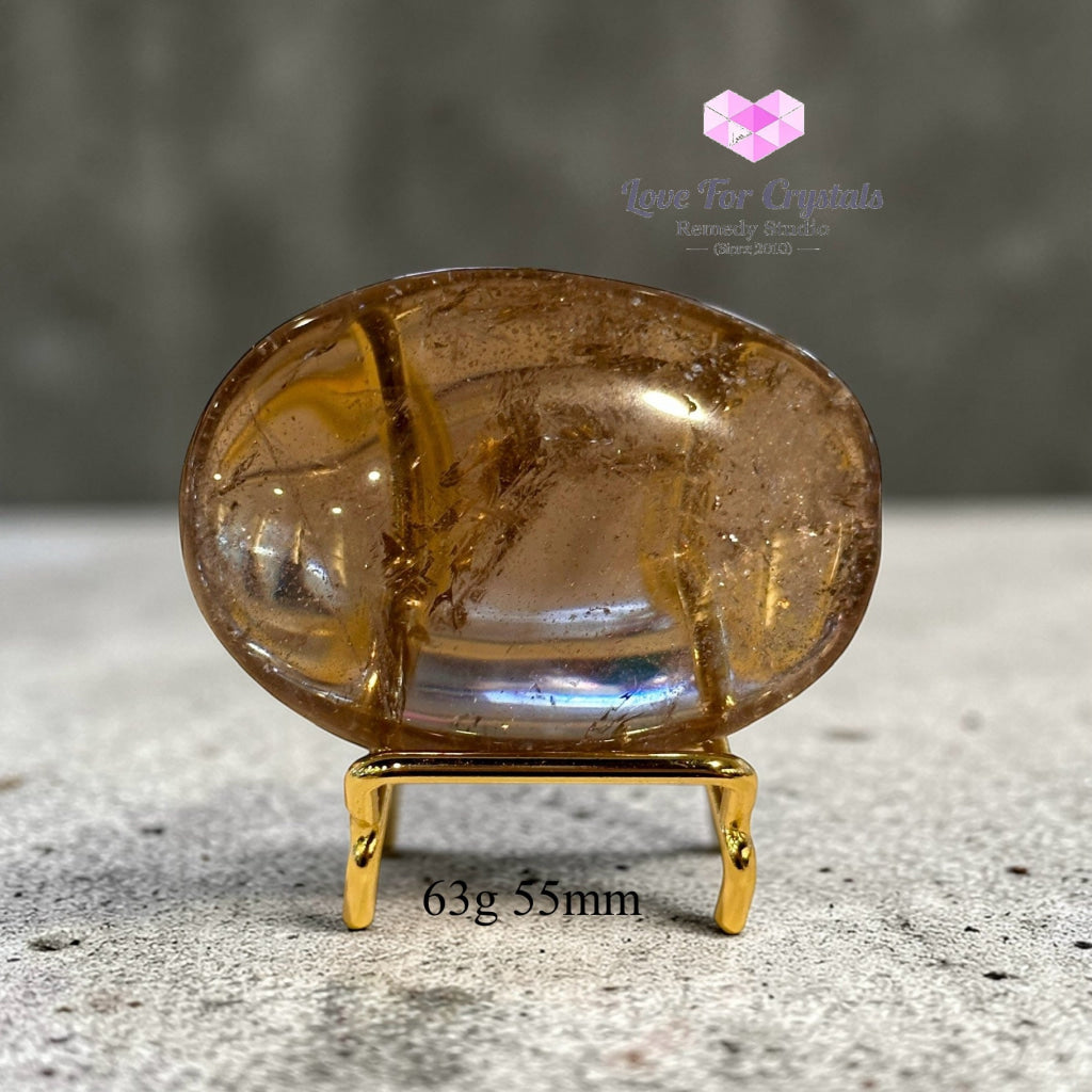 Smoky Quartz Palm Stone (Aura Repair stone) encoded & activated 63g 55mm Palm stone