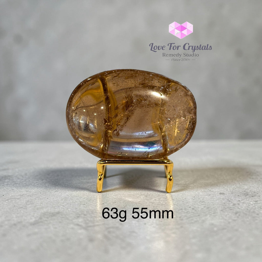 Smoky Quartz Palm Stone (Aura Repair stone) encoded & activated 63g 55mm Palm stone