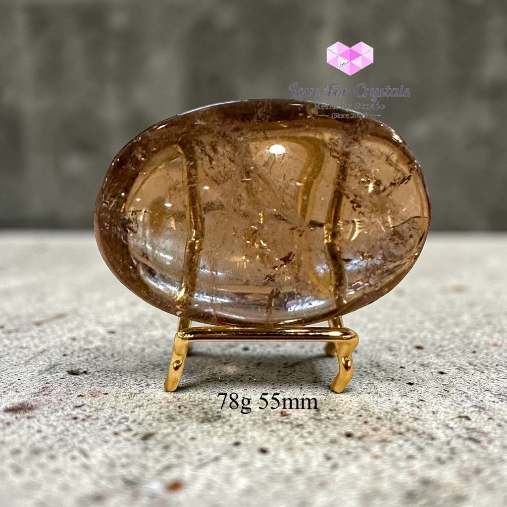 Smoky Quartz Palm Stone (Aura Repair stone) encoded & activated 78g 55mm Palm stone