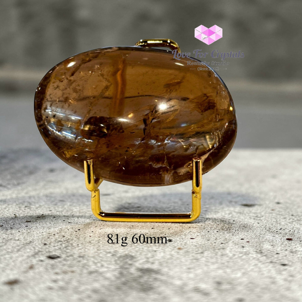 Smoky Quartz Palm Stone (Aura Repair stone) encoded & activated 81g 60mm Palm stone