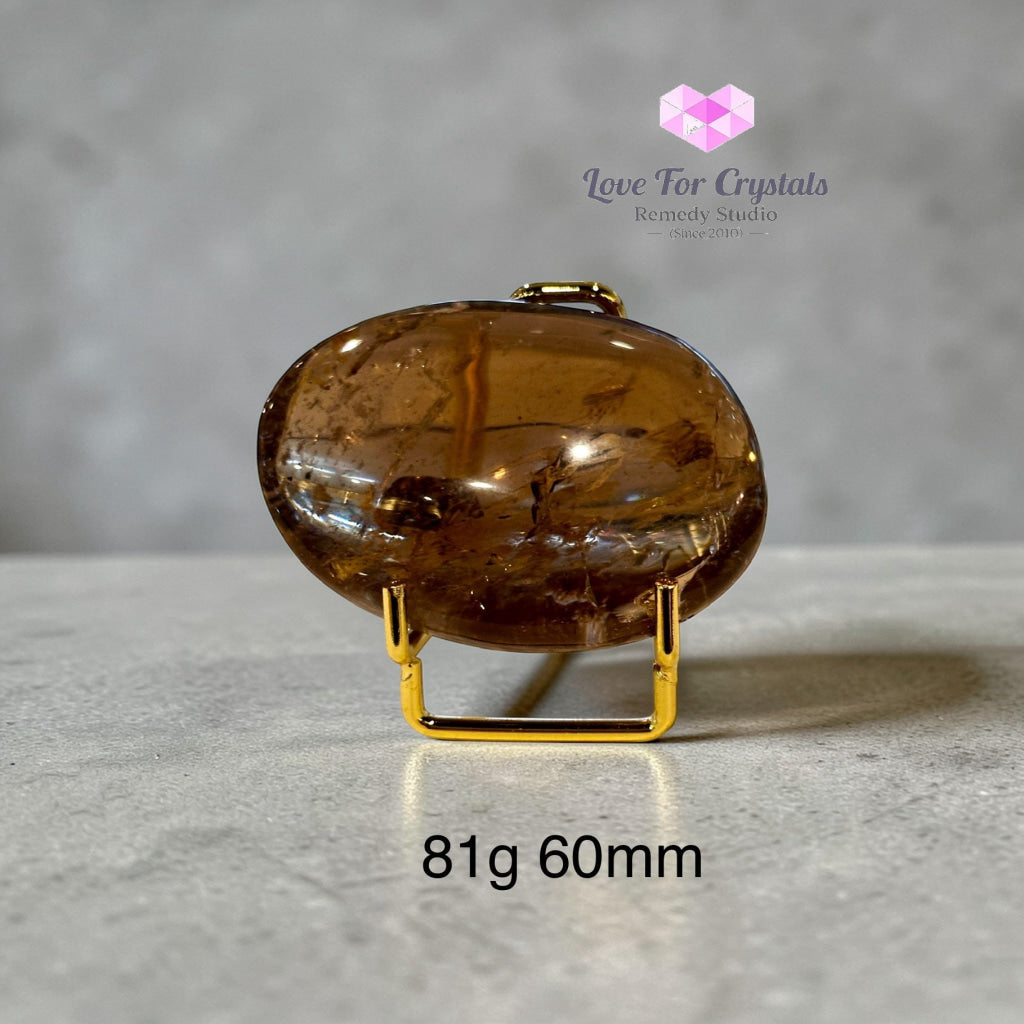 Smoky Quartz Palm Stone (Aura Repair stone) encoded & activated 81g 60mm Palm stone