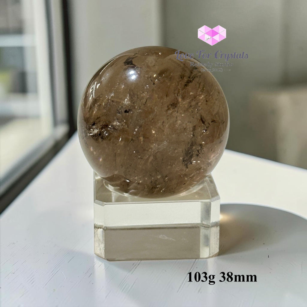 Smoky Quartz Sphere with stand 36-45mm - 103g 38mm - Smoky quartz