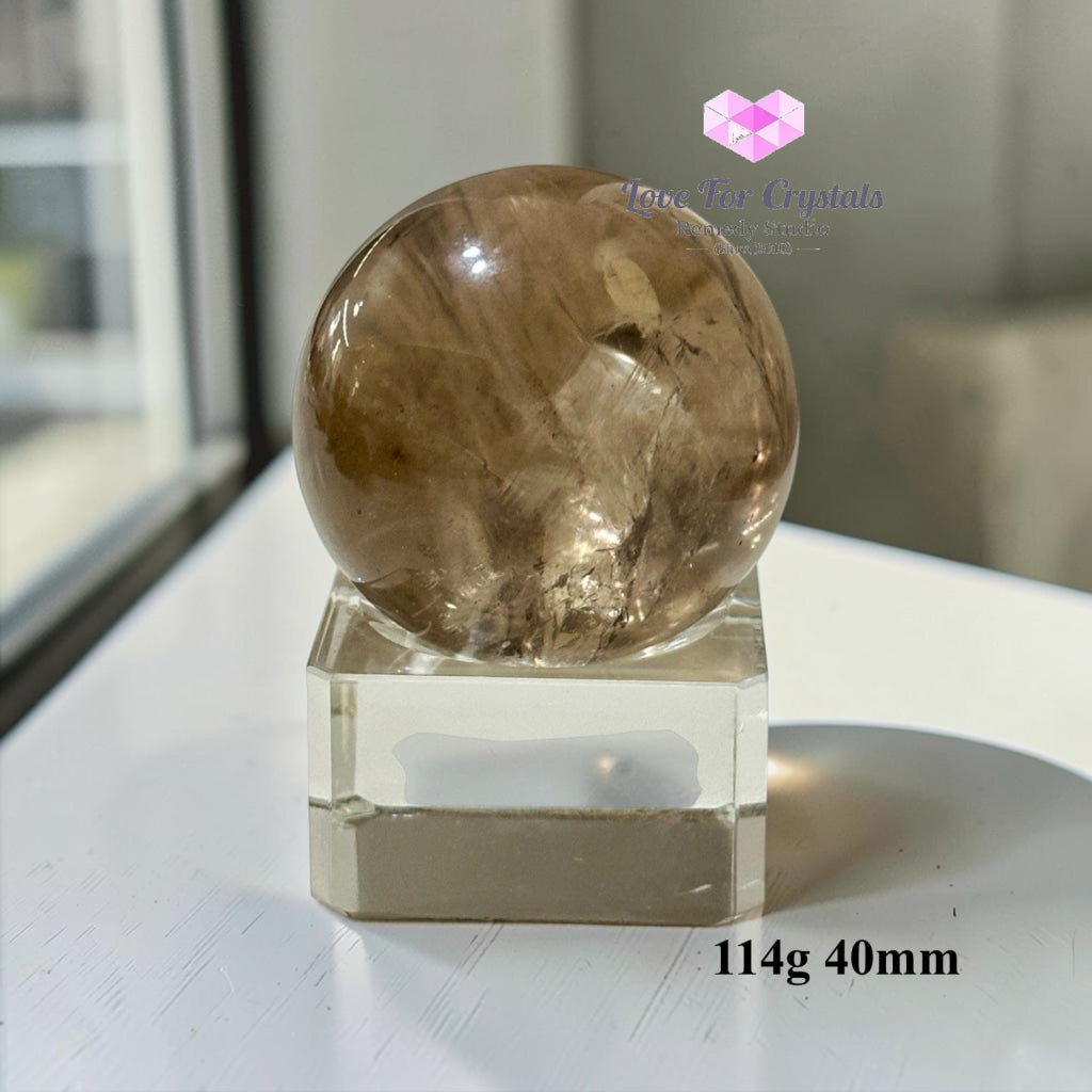 Smoky Quartz Sphere with stand 36-45mm - 114g 40mm - Smoky quartz