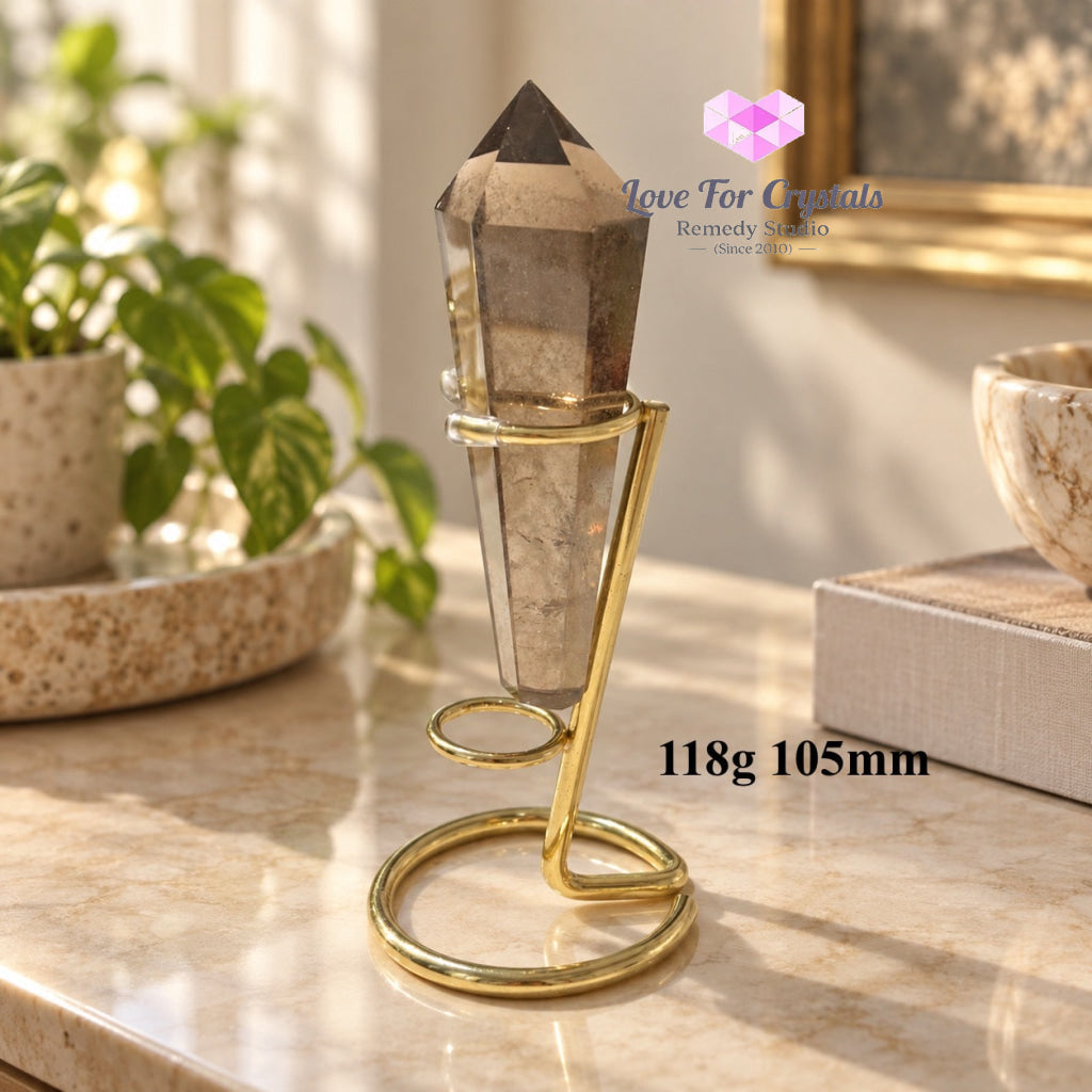 Smoky Quartz Sword of Light & Protection (Brazil) with Stand (Pre-coded & Activated) - 118g 105mm - Smoky quartz
