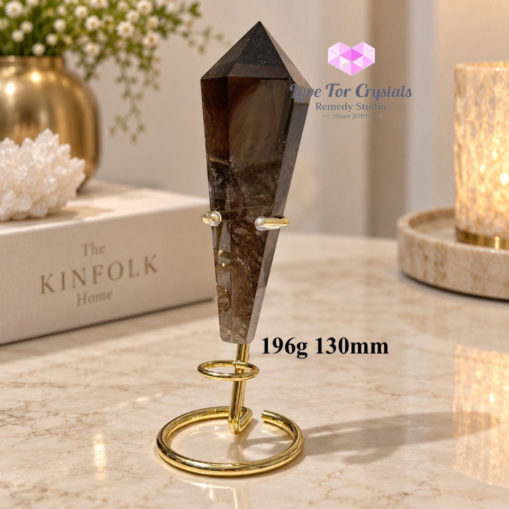 Smoky Quartz Sword of Light & Protection (Brazil) with Stand (Pre-coded & Activated) - 196g 130mm - Smoky quartz