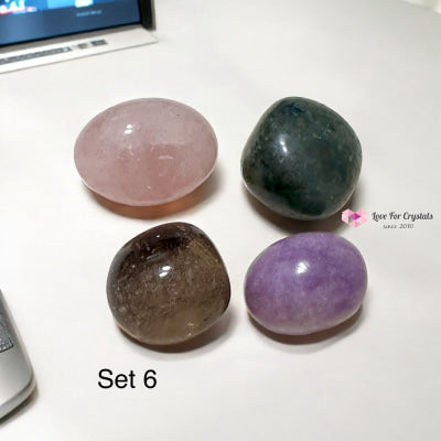 Social Media Detox Crystal Set (Smoky Quartz Lepidolite Rose Labradorite) 25-35Mm 6 Sets