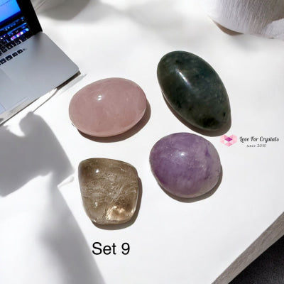 Social Media Detox Crystal Set (Smoky Quartz Lepidolite Rose Labradorite) 25-35Mm 9 Sets