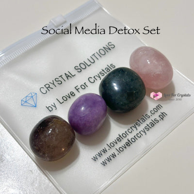 Social Media Detox Crystal Set (Smoky Quartz Lepidolite Rose Labradorite) 25-35Mm Sets