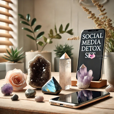 Social Media Detox Crystal Set (Smoky Quartz Lepidolite Rose Labradorite) 25-35Mm Sets