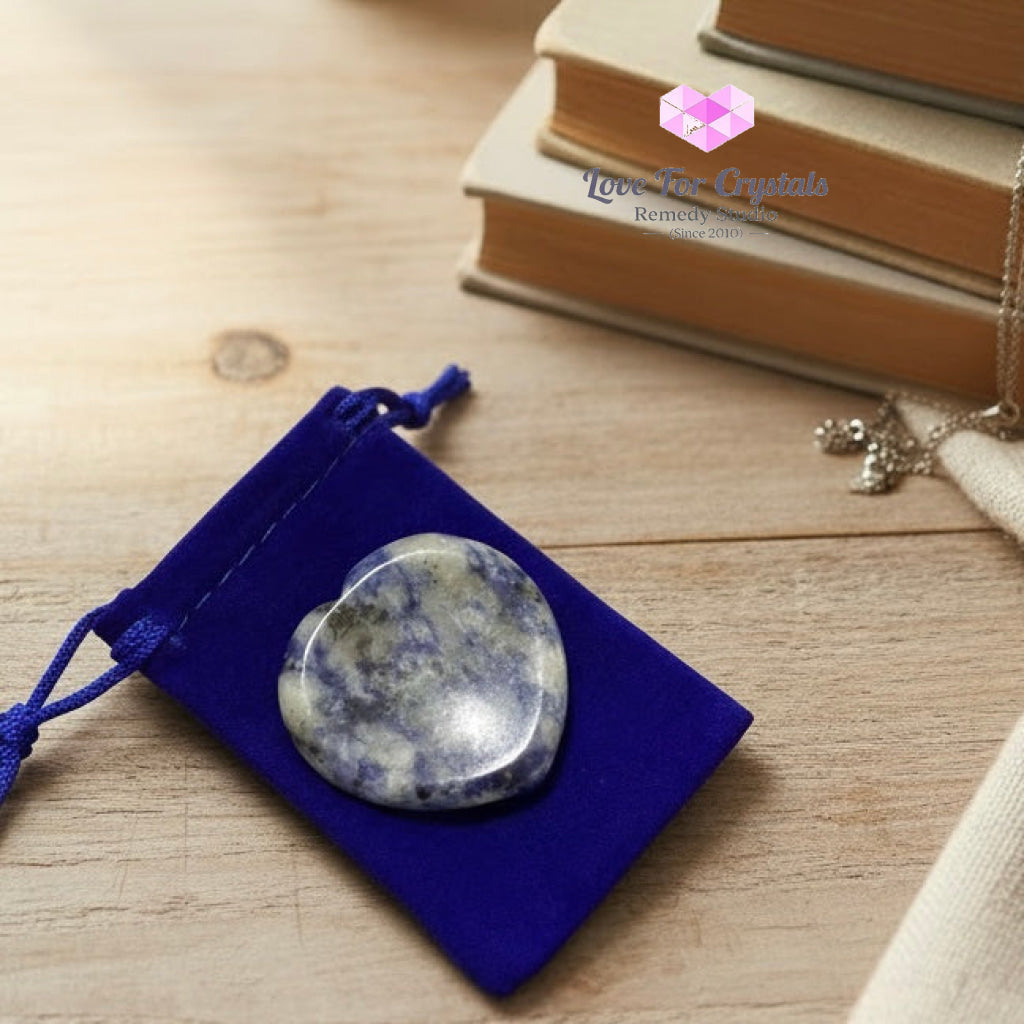Sodalite Stress Release Heart Worry Stone 40mm (encoded and activated) Random Piece 40mm Worry stone