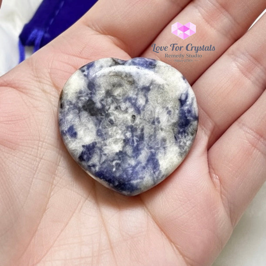 Sodalite Stress Release Heart Worry Stone 40mm (encoded and activated) Random Piece 40mm Worry stone