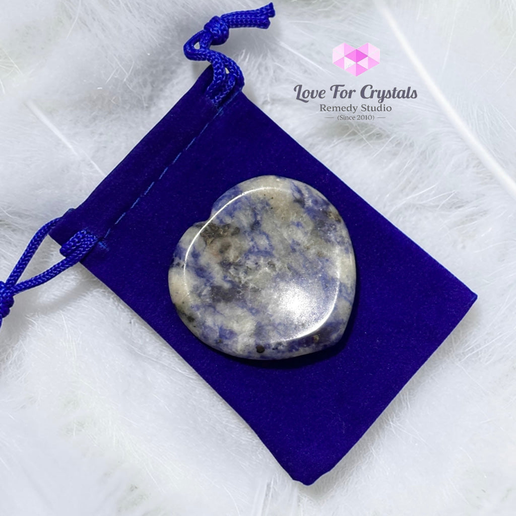 Sodalite Stress Release Heart Worry Stone 40mm (encoded and activated) Random Piece 40mm Worry stone