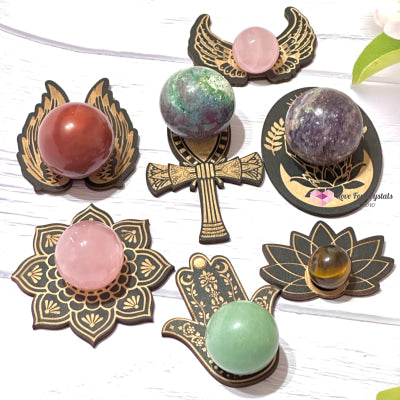 Sphere Wooden Stand (Assorted Designs) 50-70Mm