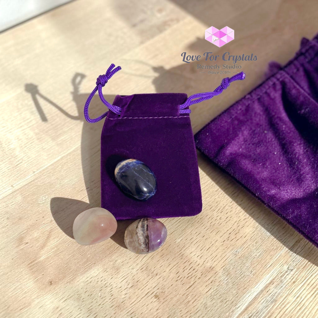 STUDY & EXAMS Pocket Remedy Crystal Trio Set (Sodalite Fluorite Amethyst) 15-20mm - Set of 3 Stones - Crystal sets