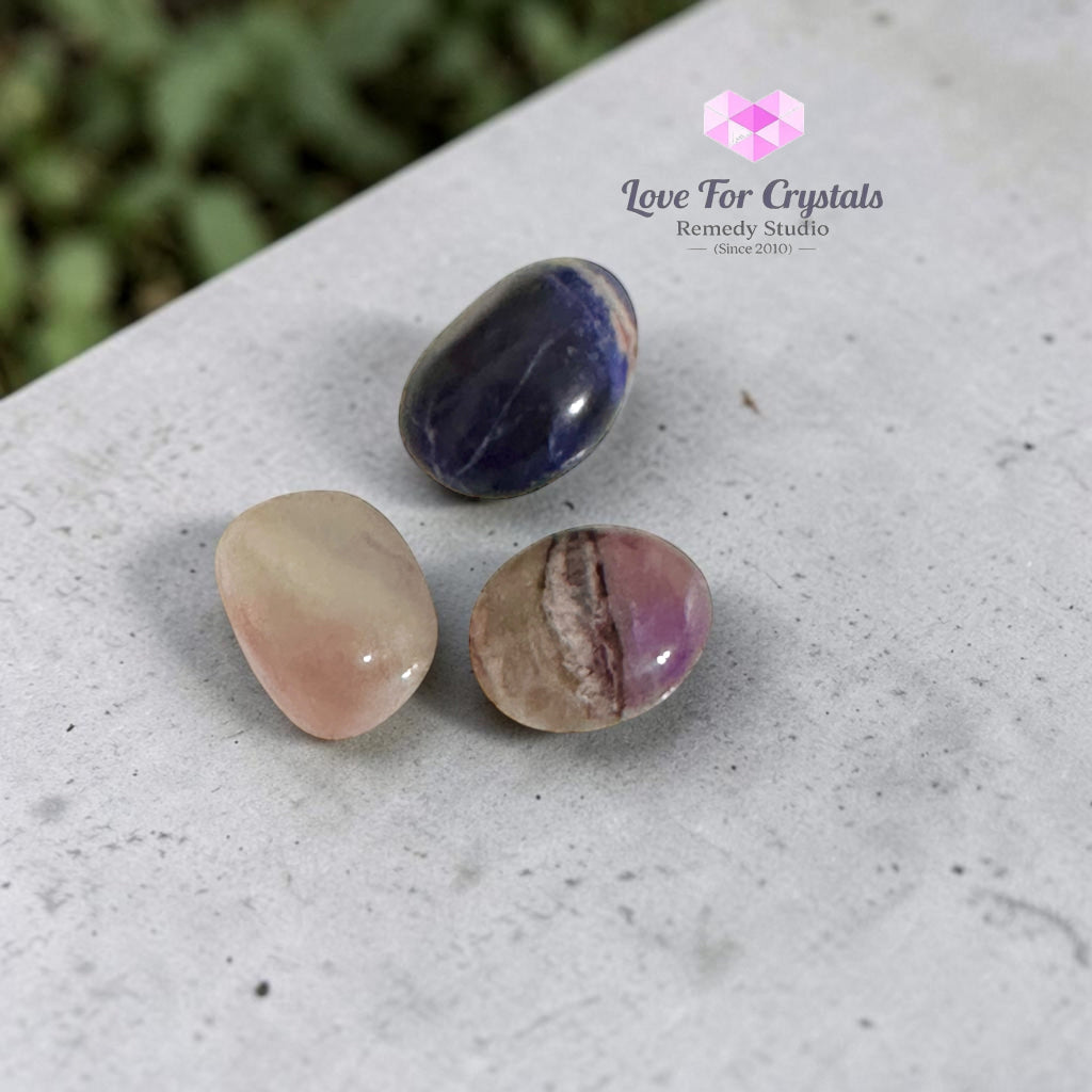 STUDY & EXAMS Pocket Remedy Crystal Trio Set (Sodalite Fluorite Amethyst) 15-20mm - Set of 3 Stones - Crystal sets