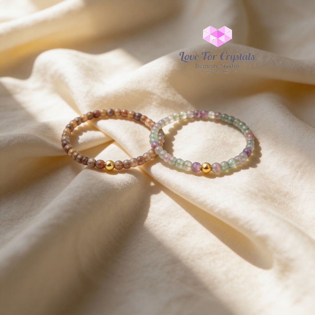 Study & Focus Duo Bracelet Set (Crazy Agate Fluorite)