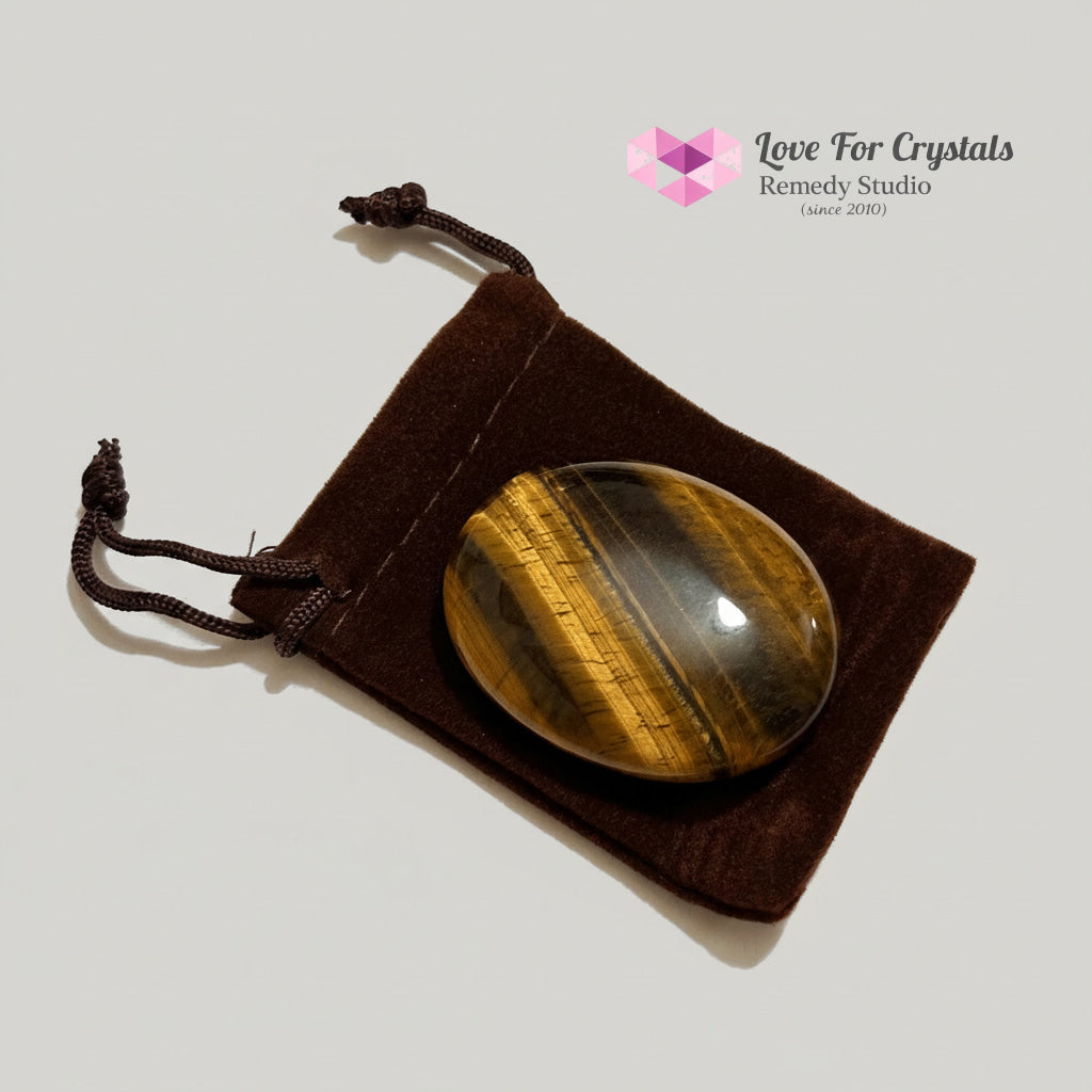 Tiger’s Eye Confidence Anchor Palm Stone 45mm (Encoded & Activated) Random Piece (45mm) Palm stone