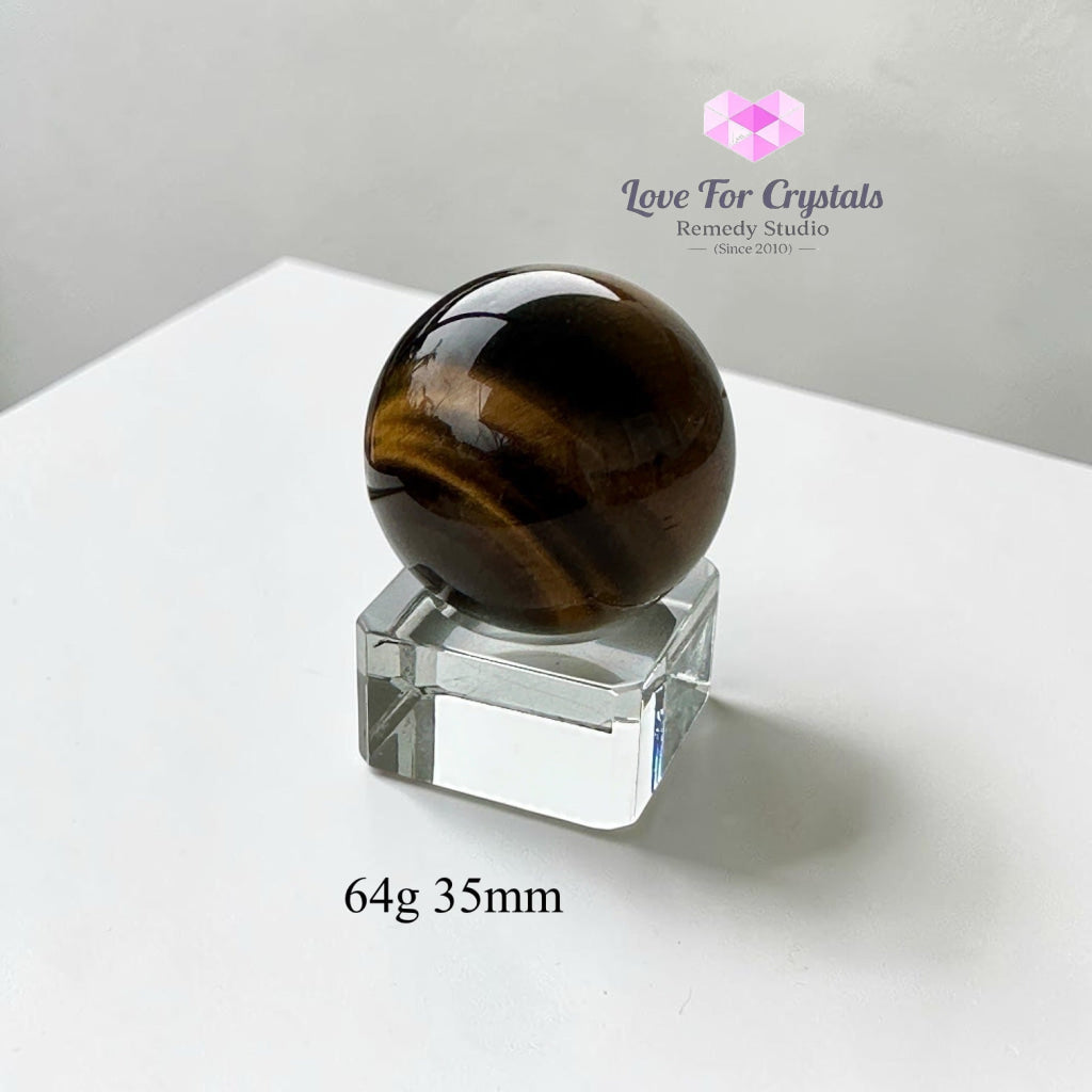 Tiger’s Eye Mini Sphere on glass stand - 64g 35mm - Crystal sphere