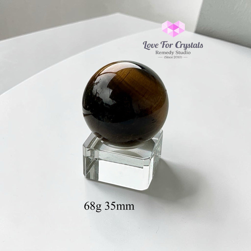 Tiger’s Eye Mini Sphere on glass stand - 68g 35mm - Crystal sphere