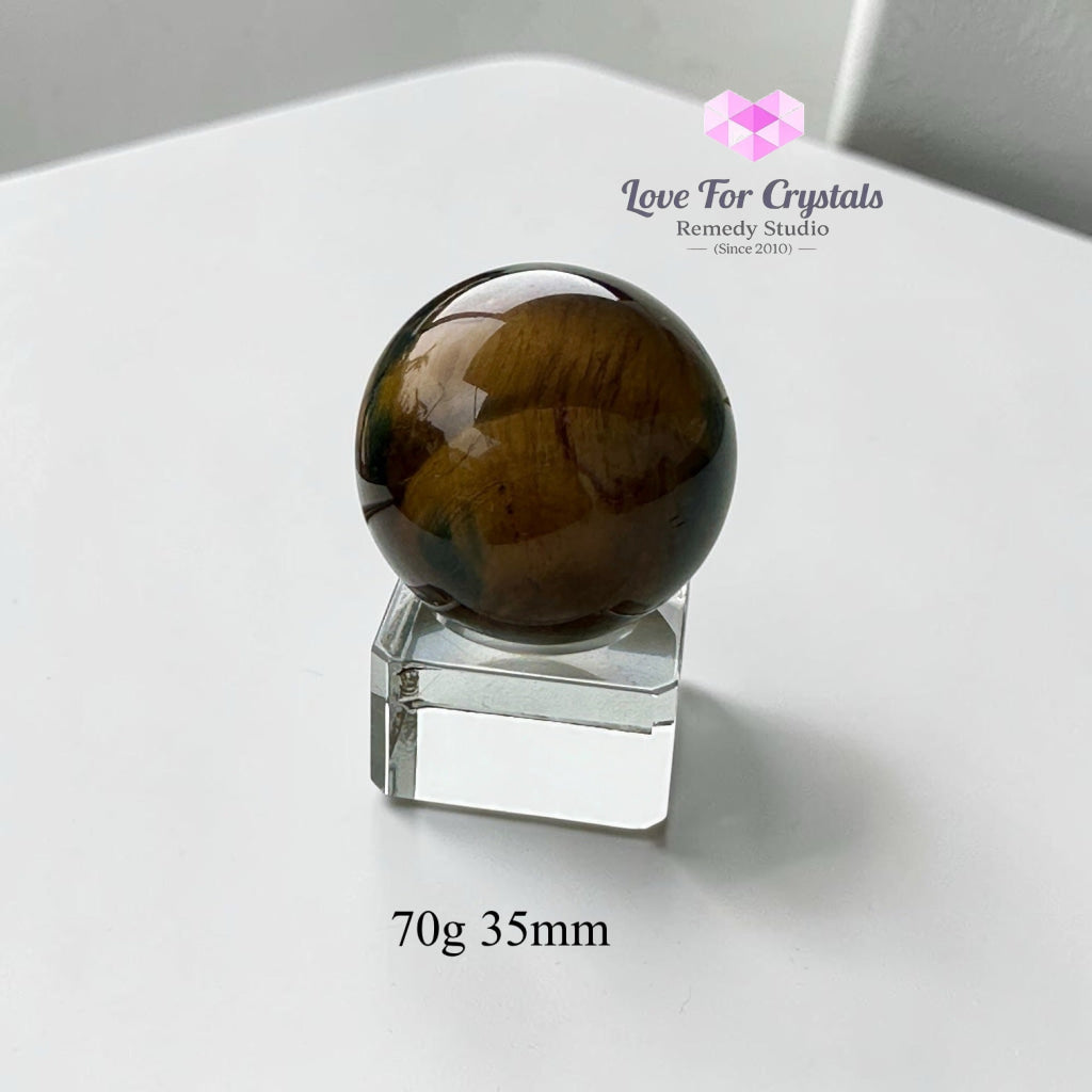 Tiger’s Eye Mini Sphere on glass stand - 70g 35mm - Crystal sphere