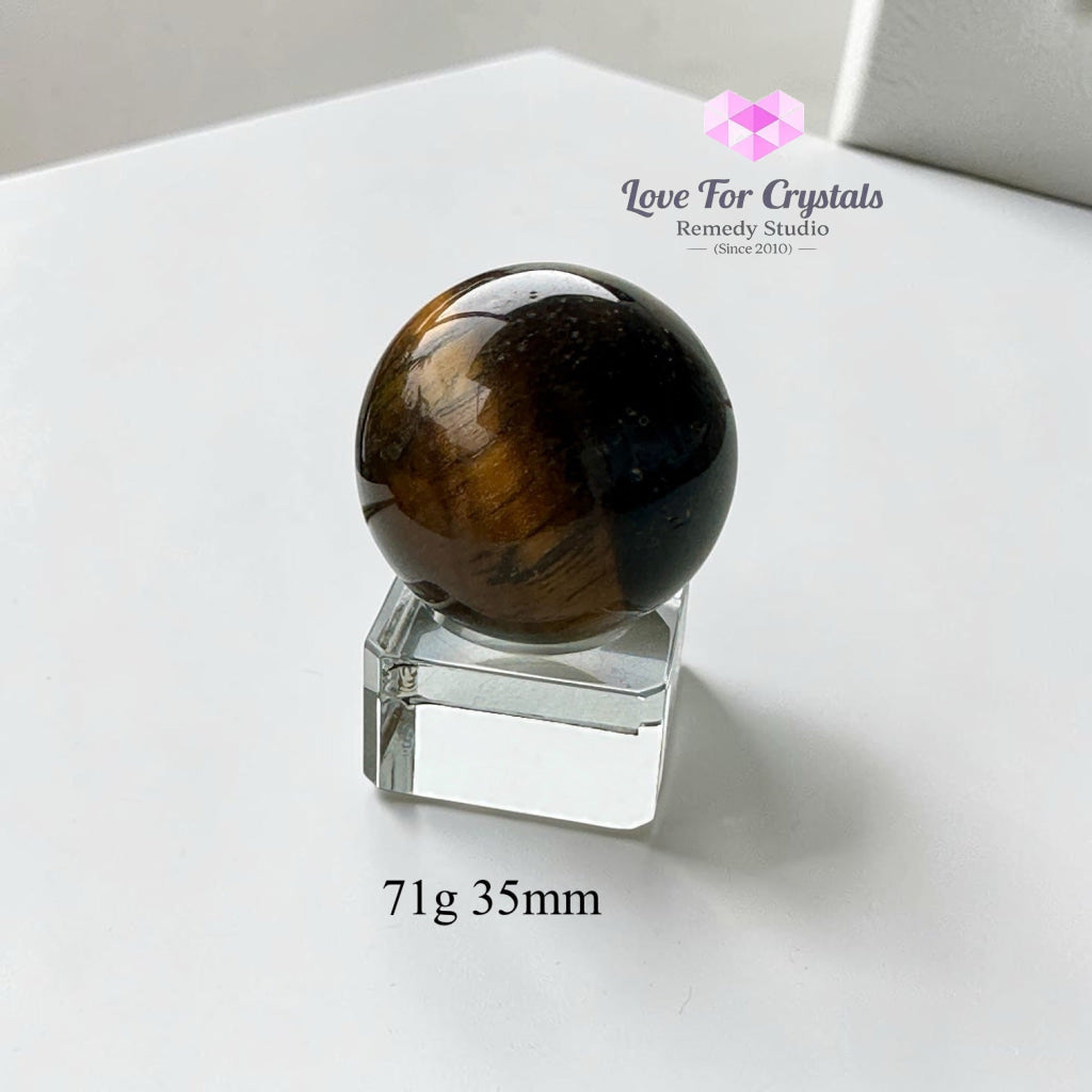Tiger’s Eye Mini Sphere on glass stand - 71g 35mm - Crystal sphere