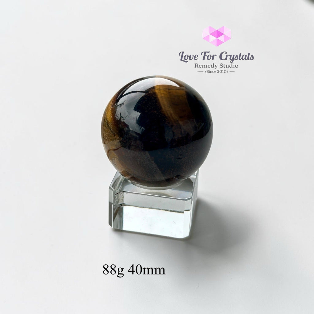 Tiger’s Eye Mini Sphere on glass stand - 88g 40mm - Crystal sphere