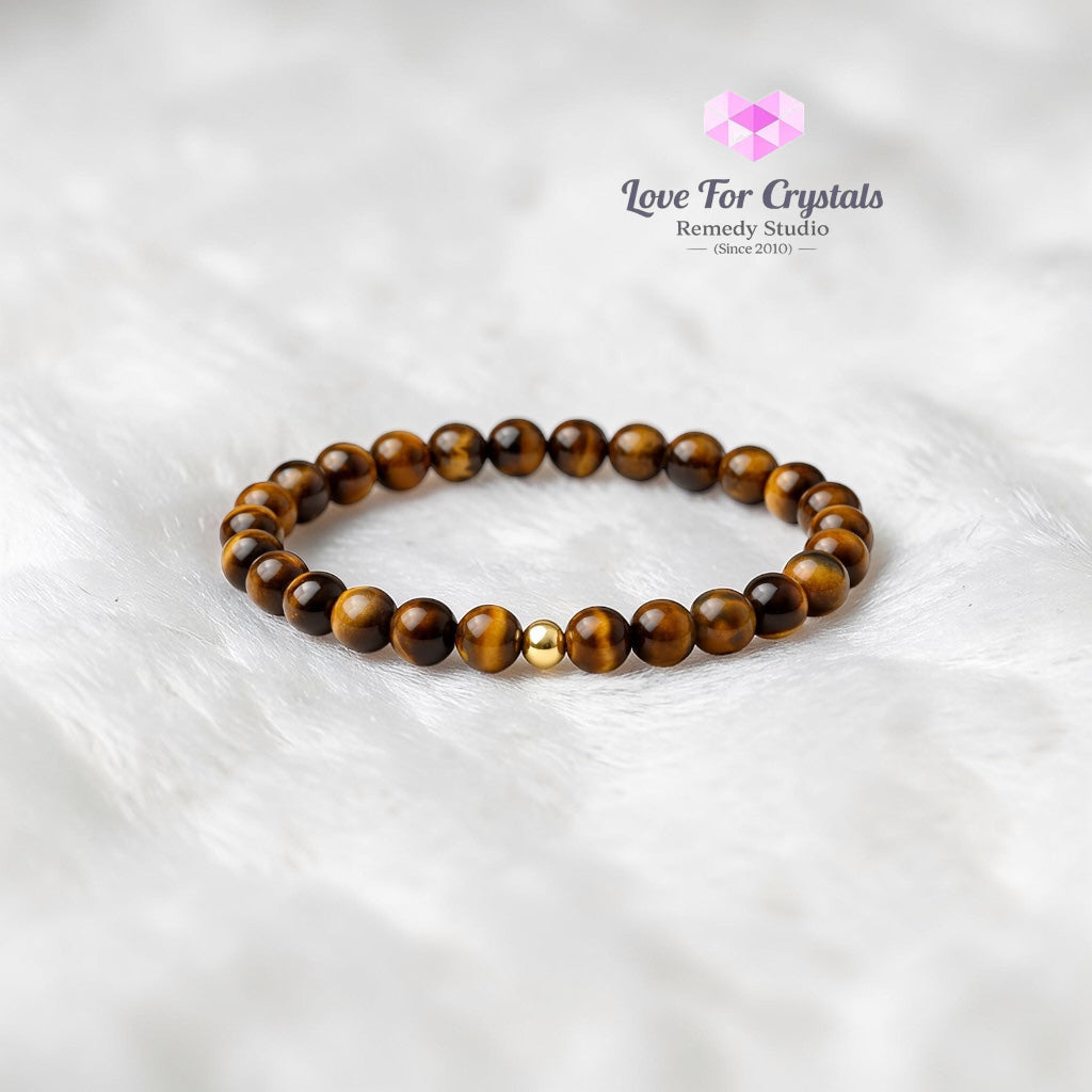 Tiger’s Eye Stability & Financial Strength 6mm Bracelet with 14k gold filled bead Bracelets & Bangles
