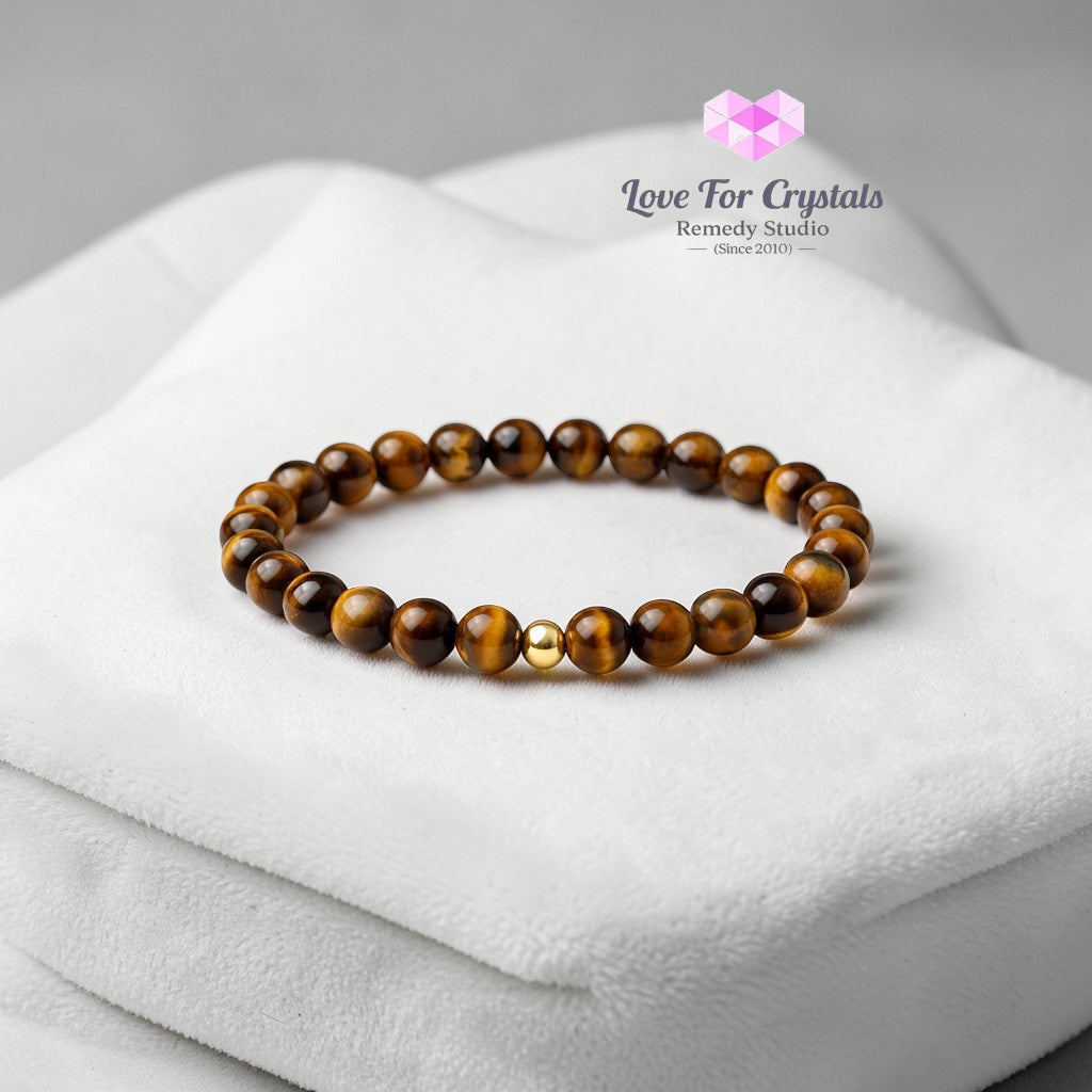 Tiger’s Eye Stability & Financial Strength 6mm Bracelet with 14k gold filled bead Bracelets & Bangles