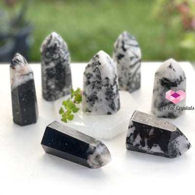 Tourmalinated (Tourmalated) Quartz Standing Point (Brazil) Tourmaline And