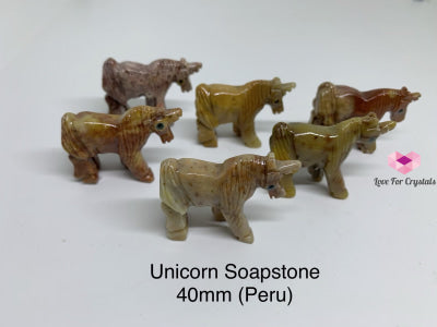 Unicorn Carved Soapstone (Peru) 38-40Mm Polished Stones