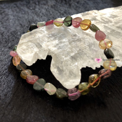 Watermelon Tourmaline (Heart-Shaped) Crystal Bracelet (Brazil) Bracelets & Bangles