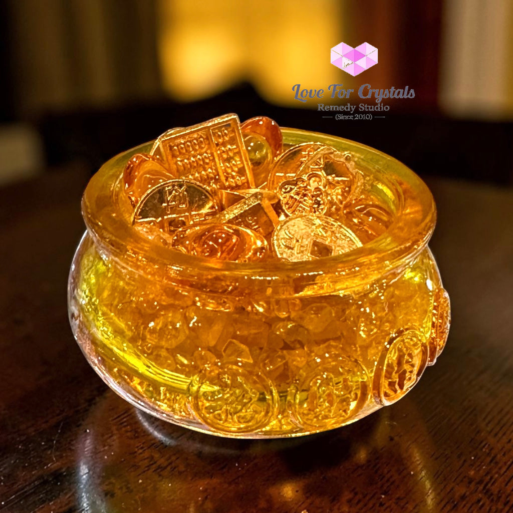 Wealth Activation Glass Bowl – 4cm (Rainbow Amber Golden) - Amber - Citrine