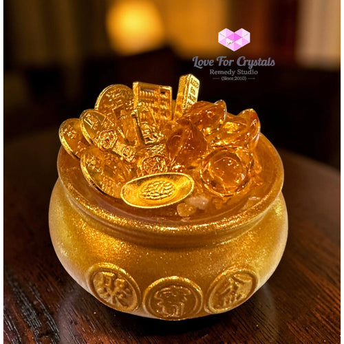 Wealth Activation Glass Bowl – 4cm (Rainbow Amber Golden) - Golden - Citrine