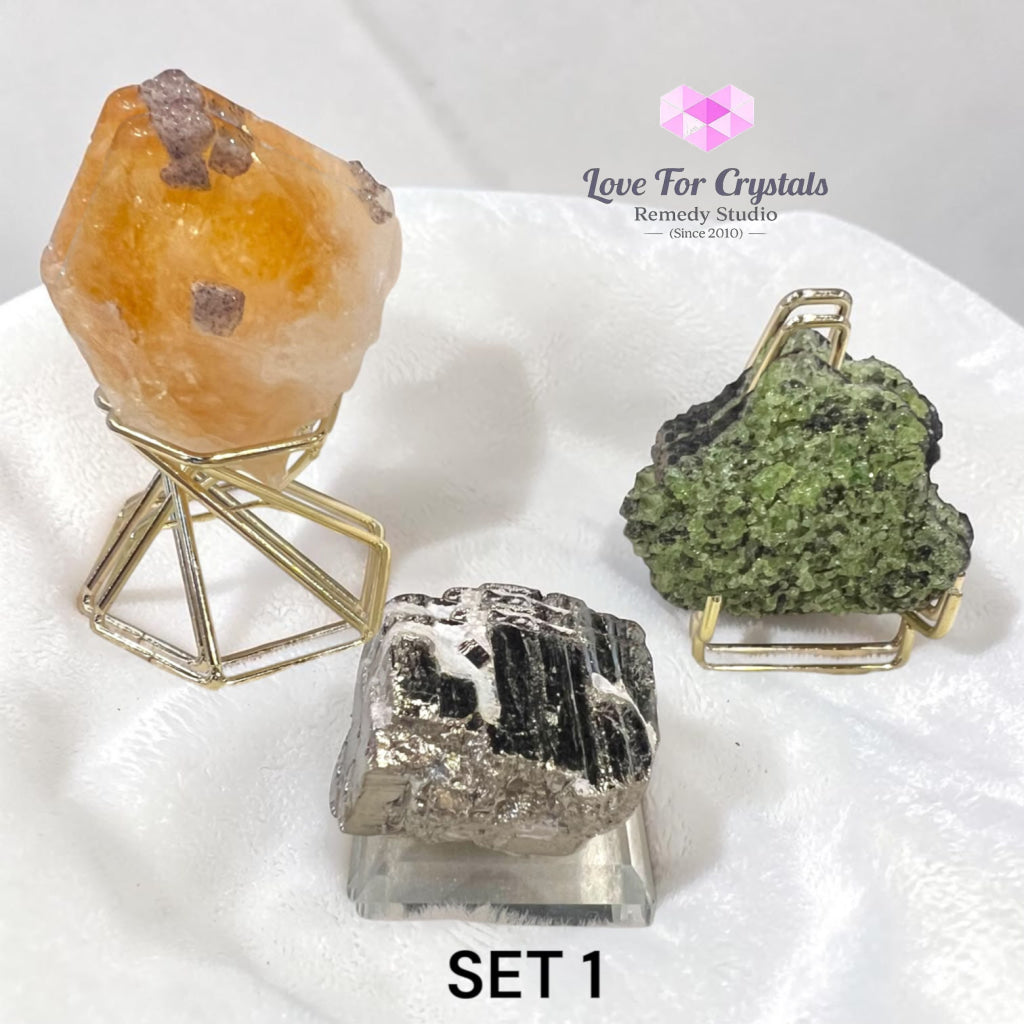 WEALTH GENERATOR SET (Peridot Citrine with Calcite & Pyrite Cubeite) - Set 1